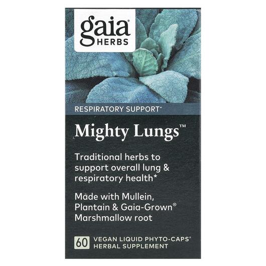 Основне фото товара Gaia Herbs, Mighty Lungs, Підтримка органів дихання, 60 капсул