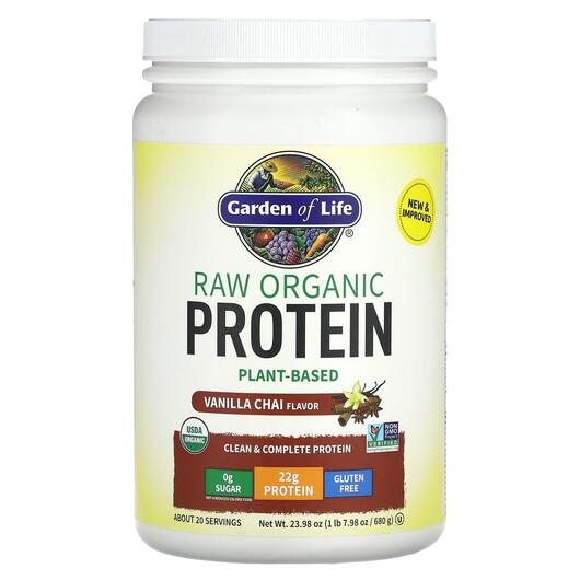 Основне фото товара RAW Organic Protein Vanilla, Органічний Протеїн, 680 г