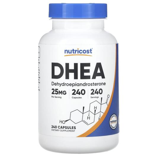 Основне фото товара Nutricost, DHEA 25 mg, Дегідроепіандростерон, 240 капсул