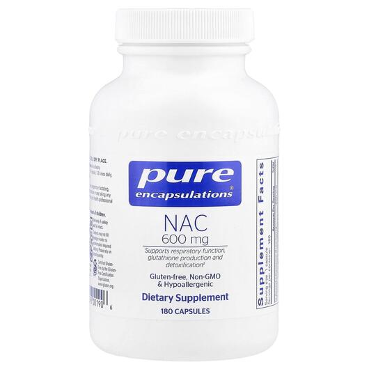 Основне фото товара Pure Encapsulations, NAC N-Acetyl, N-ацетилцистеїн, 180 капсул