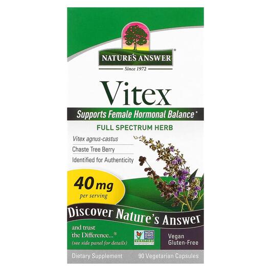 Основне фото товара Nature's Answer, Vitex 40 mg, Авраамове дерево, 90 капсул