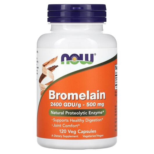 Основне фото товара NOW, Bromelain 500 mg, Бромелайн 500 мг, 120 капсул
