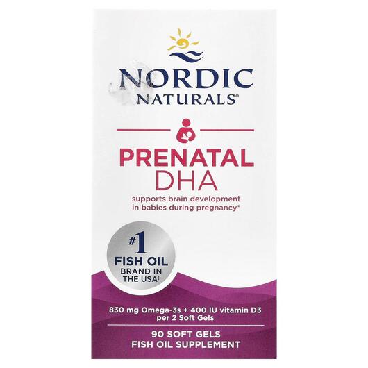 Основне фото товара Nordic Naturals, Prenatal DHA, ДГК, 90 капсул