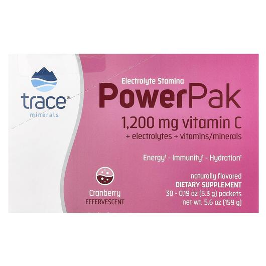 Основне фото товара Trace, Electrolyte Stamina PowerPak Cranberry, Електроліти, 30 шт