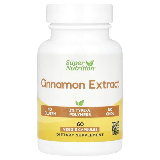 Основне фото товара Super Nutrition, Cinnamon Extract, Екстракт кориці, 60 капсул