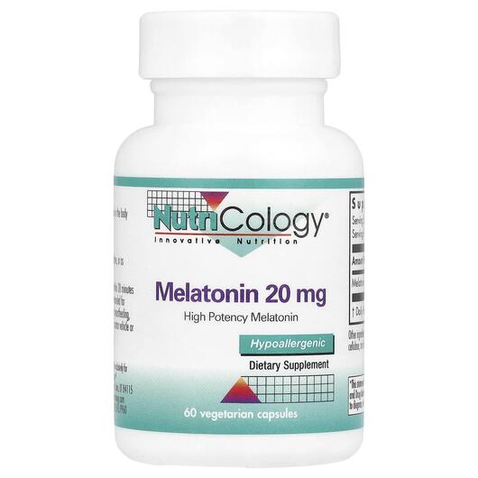 Основне фото товара Nutricology, Melatonin 20 mg, Мелатонін, 60 капсул