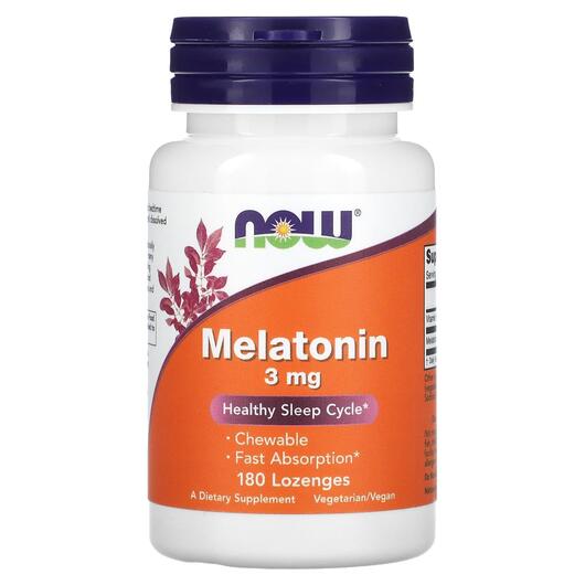 Основне фото товара NOW, Melatonin Lozenges, Мелатонін 3 мг, 180 льодяників