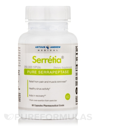 Основне фото товара Arthur Andrew Medical, Serretia, Серрапептаза, 60 капсул