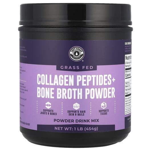 Основне фото товара Collagen Peptides + Bone Broth Powder, Колагенові пептиди, 454 г