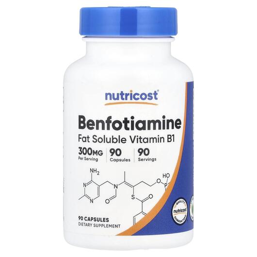 Основне фото товара Nutricost, Benfotiamine 300 mg, Бенфотіамін, 90 капсул