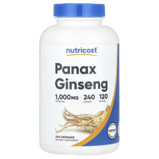 Основне фото товара Nutricost, Panax Ginseng 1000 mg, Женьшень звичайний, 240 капсул