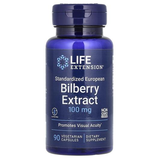 Основне фото товара Life Extension, Bilberry Extract 100 mg, Чорниця, 90 капсул
