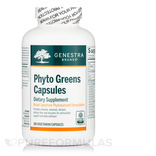 Основне фото товара Genestra, Phyto Greens Capsules, Супергрінс, 180 капсул