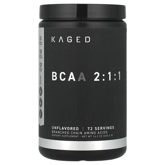 Основне фото товара Kaged, BCAA 2:1:1 Unflavored, БЦАА, 400 г