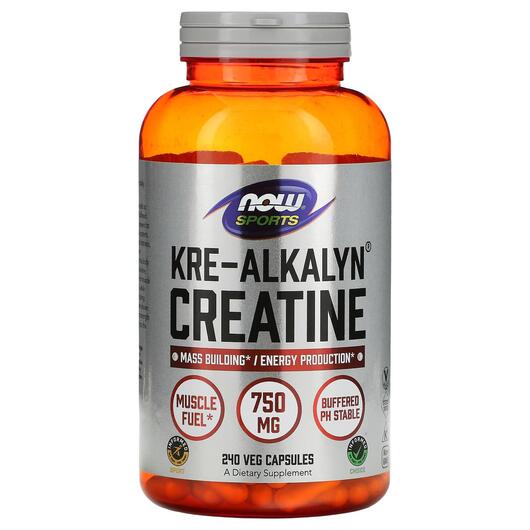 Основне фото товара NOW, Kre-Alkalyn Creatine, Креатин, 240 капсул