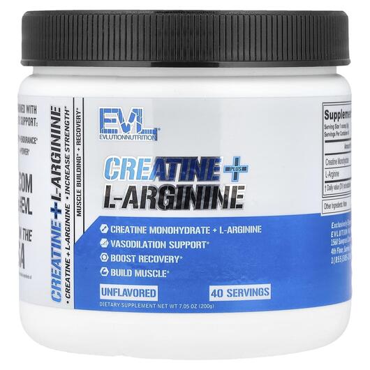 Основне фото товара Creatine + L-Arginine Unflavored, Креатин, 200 г