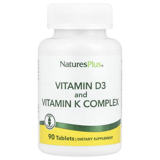 Основне фото товара Natures Plus, Vitamins D3 & K2, Вітаміни D3 & K2, 90 капс