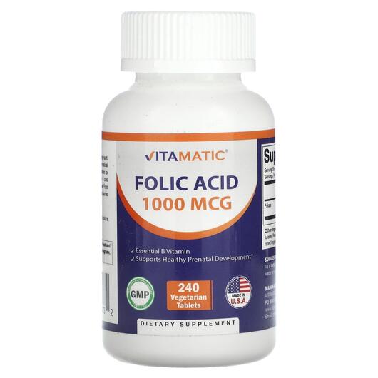 Основне фото товара Folic Acid 1000 mcg, Вітамін B9 Фолієва кислота, 240 таблеток