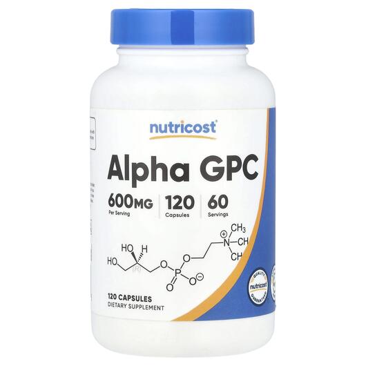 Основне фото товара Alpha GPC 600 mg, Альфа-гліцерилфосфорілхолін, 120 капсул