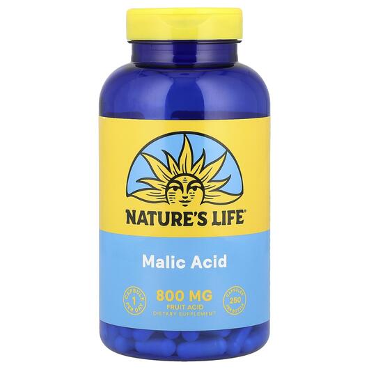 Основне фото товара Natures Life, Malic Acid 800 mg, Яблучна кислота, 250 капсул
