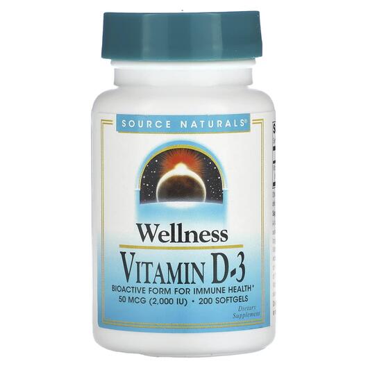Основне фото товара Wellness Vitamin D-3 50 mcg, Вітамін D3 Холекальциферол, 200 капс
