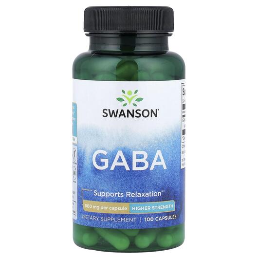 Основне фото товара Swanson, Gaba High Potency 500 mg, ГАМК, 100 капсул