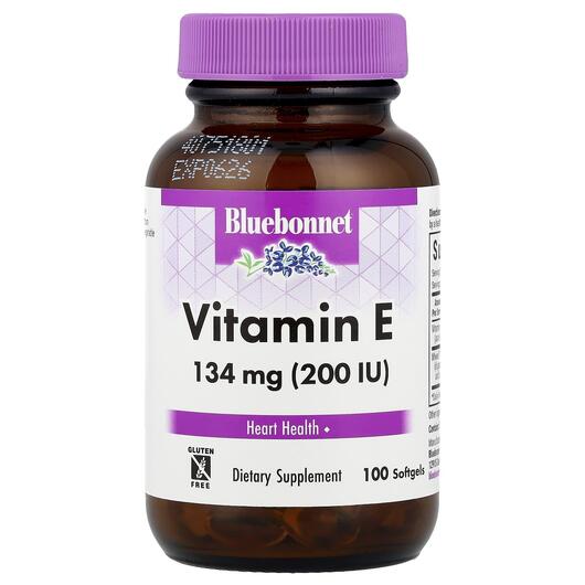 Основне фото товара Bluebonnet Nutrition, Vitamin E 200 IU, Вітамін E, 100 капсул