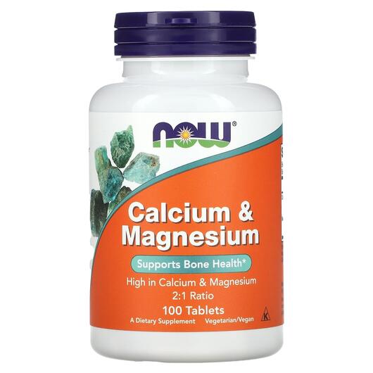 Основне фото товара NOW, Calcium & Magnesium, Кальцій, 100 таблеток