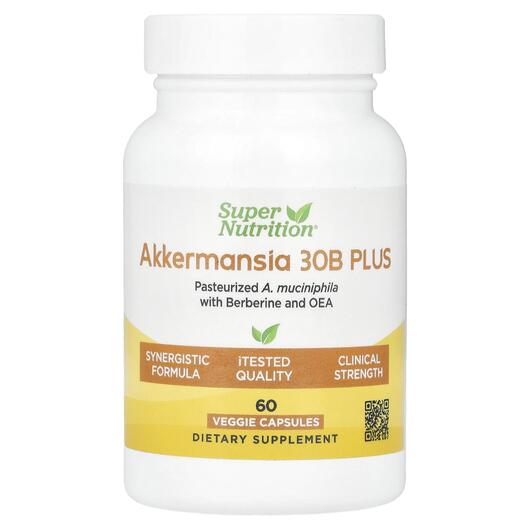 Основне фото товара Super Nutrition, Akkermansia 30B PLUS, Аккермансія, 60 капсул