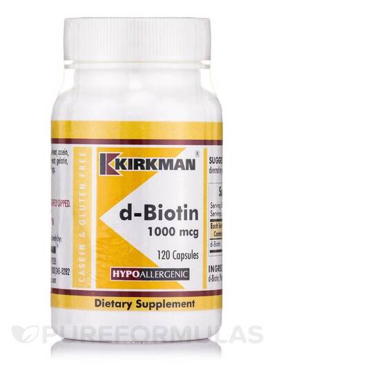 Основне фото товара d-Biotin 1000 mcg Hypoallergenic, Вітамін B7 Біотин, 120 капсул