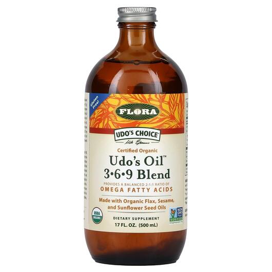 Основне фото товара Flora, Udo's Oil 3-6-9 Blend, Омега 3-6-9, 500 мл