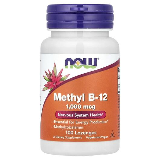 Основне фото товара NOW, Methyl B-12 1000 mcg, Метил B-12 1000 мкг, 100 льодяників
