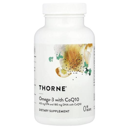 Основне фото товара Thorne, Omega-3 with CoQ10, Убіхінон, 90 капсул