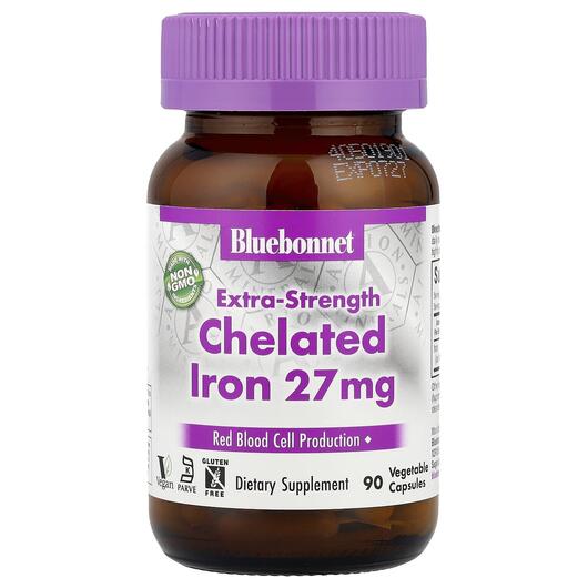 Основне фото товара Chelated Iron 27 mg, Хелатне залізо 27 мг, 90 капсул
