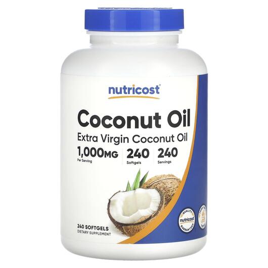 Основне фото товара Extra Virgin Coconut Oil 1000 mg, Кокосова олія, 240 капсул