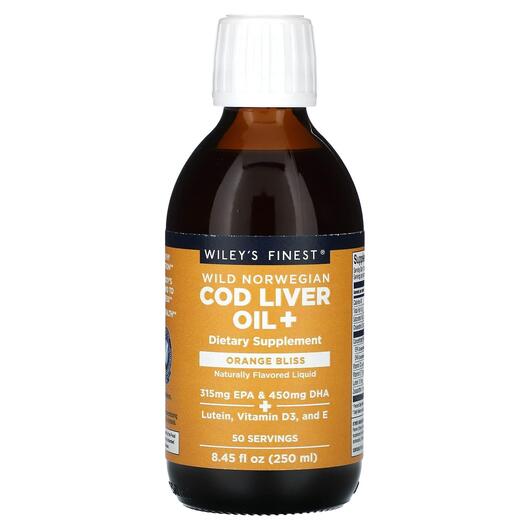 Основне фото товара Wild Norwegian Cod Liver Oil + Orange, Олія печінки тріски, 250 м