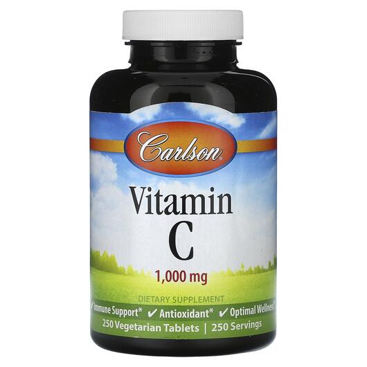 Основне фото товара Carlson, Vitamin C 1000 mg, Вітамін C, 250 таблеток