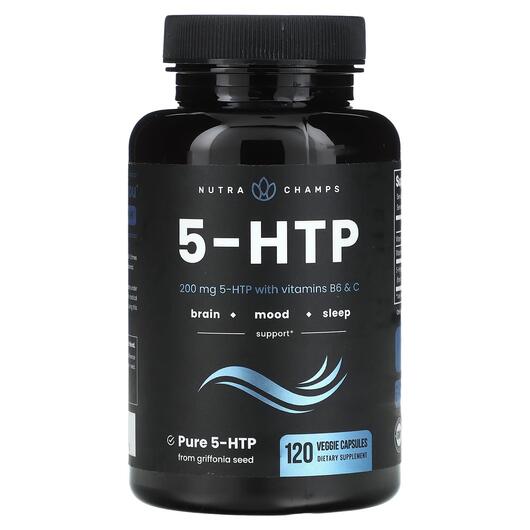 Основне фото товара NutraChamps, 5-HTP 200 mg, 5-гідрокситриптофан, 120 капсул