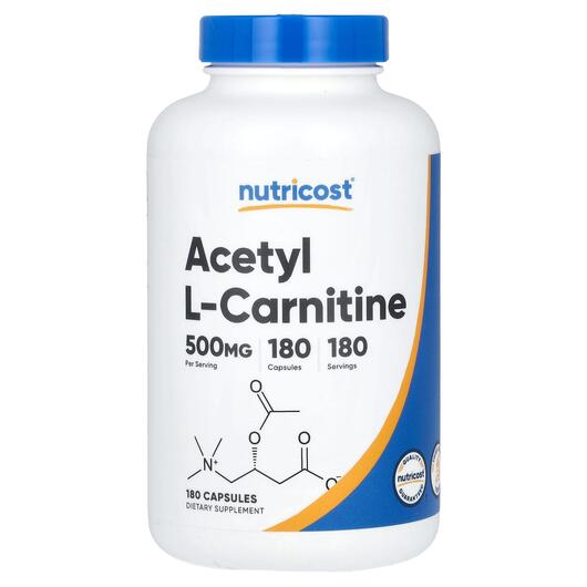 Основне фото товара Nutricost, Acetyl L-Carnitine 500 mg, L-Карнітин, 180 капсул