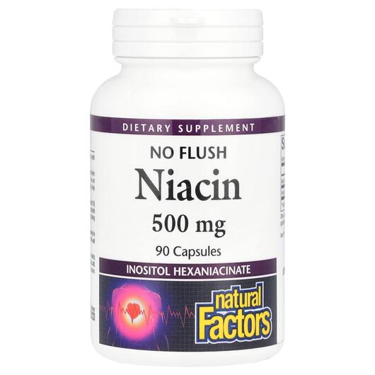 Основне фото товара No Flush Niacin 500 mg 90, Вітамін B3 Ніацин, 90 капсул