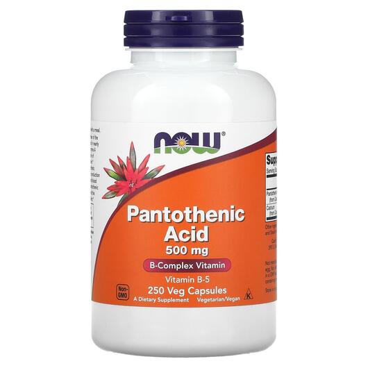 Основне фото товара NOW, Pantothenic Acid, пантотенова кислота 500 мг, 250 капсул