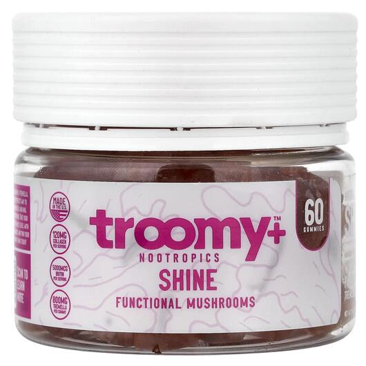 Основне фото товара Shine Functional Mushrooms Gummies White Peach, Гриби, 60 таблето