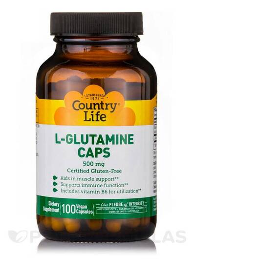 Основне фото товара L-Glutamine Caps 500 with B-6, L-Глутамін, 100 капсул