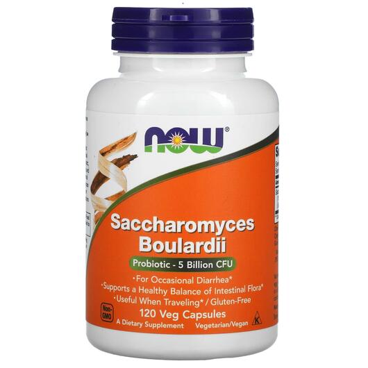 Основне фото товара NOW, Saccharomyces Boulardii, Сахароміцети, 120 капсул