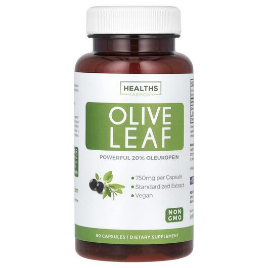 Основне фото товара Healths Harmony, Olive Leaf 750 mg, Листя оливи, 60 капсул