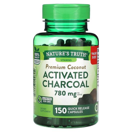Основне фото товара Vitamins Premium Coconut Activated, Активоване вугілля, 150 капсу
