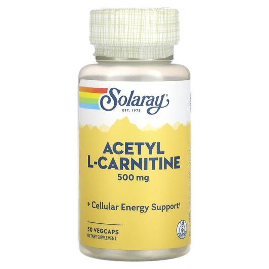 Основне фото товара Solaray, Acetyl L-Carnitine 500 mg, L-Карнітин, 30 капсул