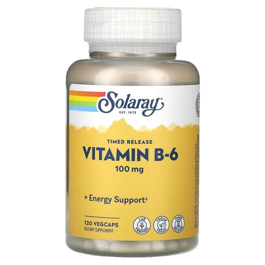 Основне фото товара Solaray, Vitamin B-6 100 mg, Вітамін B, 120 капсул