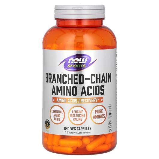 Основне фото товара NOW, Sports Branched-Chain Amino Acids, Амінокислоти, 240 капсул