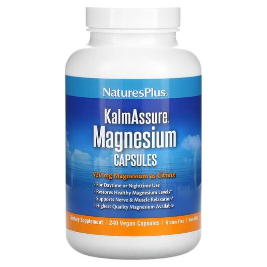 Основне фото товара Natures Plus, KalmAssure Magnesium Capsules, Магній, 240 капсул